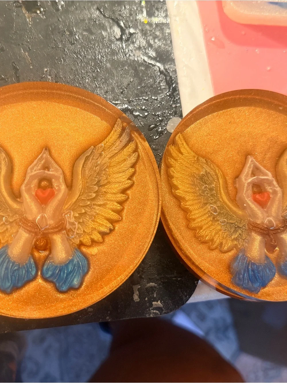 Golden Angel Wing Decorative Coaster Set - Gold